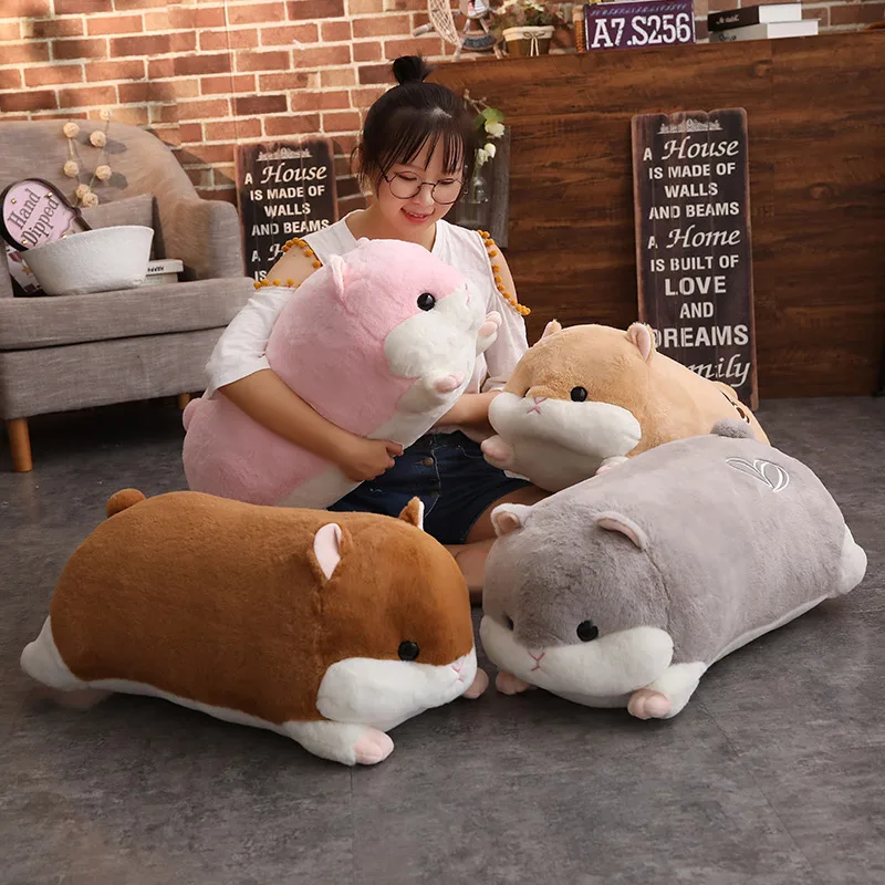 

Cartoon Hamster Hamster Long Bolster Stuffed Animals Pillow Kids Birthday Home Decor Doll