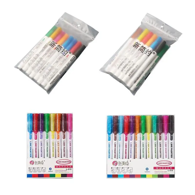 

8PCS/12PCS Double Lines Contour Color Art Pens Markers Pen Out Line Pen Highlighter Scrapbooking Bullet diary Graffiti Poster ca