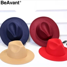 BeAvant широкоугольная шерстяная Фетровая Шляпа Fedora женская элегантная осенне-зимняя шляпа от солнца винтажная Дамская Черная джазовые шляпы уличные шапки