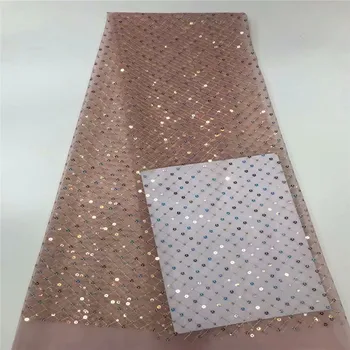 

African Lace Fabric 2020 pink/gold Embroidered Nigerian Laces Fabric Bridal High Quality French Tulle Lace Fabric For Wedding