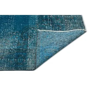 

Handmade Turquoise Vintage Overdyed Turkish Area Rug 178x322 Cm-5'10''X10'7''