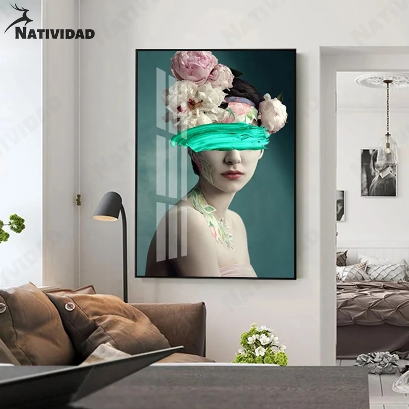 

Flower Woman Canvas Painting Room Decor Creative Model Poster Landscape Wall Art Living Room Shop Restaurant Home Decoration