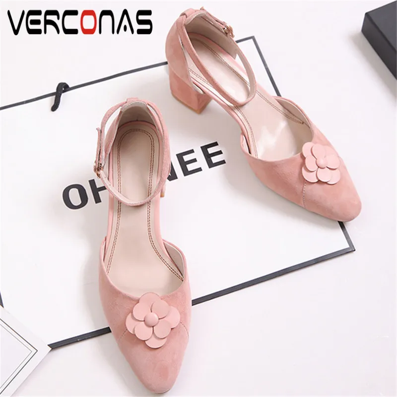 VERCONAS/летние милые женские босоножки Классический дизайн туфли-лодочки Замшевые