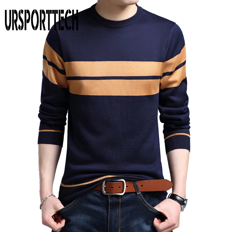 Men Sweater Thick Warm Cotton Liner O-Neck Pull Homme Christmas Sweater Men Winter Wool Mens Sweaters 2019 Casual Pullover Men