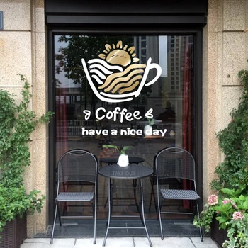 

Coffee Shop Sticker Bean Decal Cafe Cup Poster Vinyl Art Wall Decals Decor Mural Break Coffee Sticker