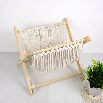 

DIY Storage Shelf Folding Magazine Rack Nordic Cotton Rope Woven Storage Rack Shelf Photo Props Living Room Home Decorations