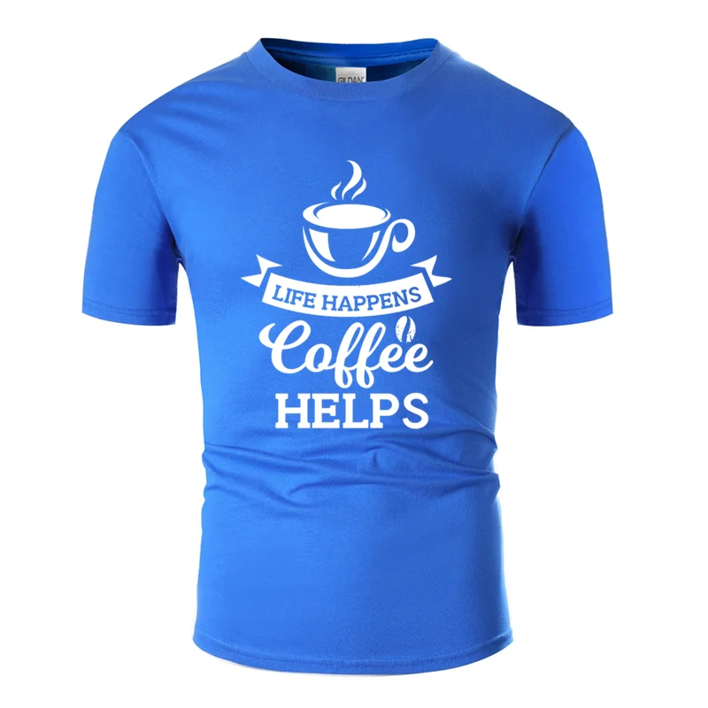 Men-Blue Футболка для мужчин с принтом Humor life BEES coffee helps, Мужская футболка с рисунком, хлопок, Топ в стиле хип-хоп - Цвет: Men-Blue