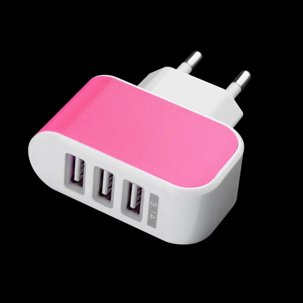 3.1A ЕС вилка тройной USB порт стены дома Путешествия AC зарядное устройство адаптер качество Топ