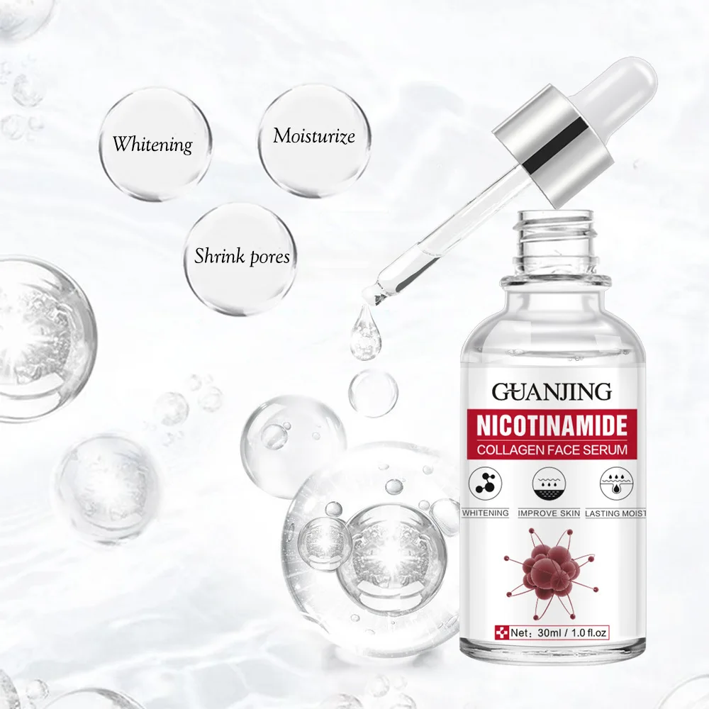 Nicotinamide Жидкая Сыворотка для отбеливания кожи, уменьшает меланин для лица, темное, женское, гиалуроновая кислота, увлажняющая эссенция 30 мл