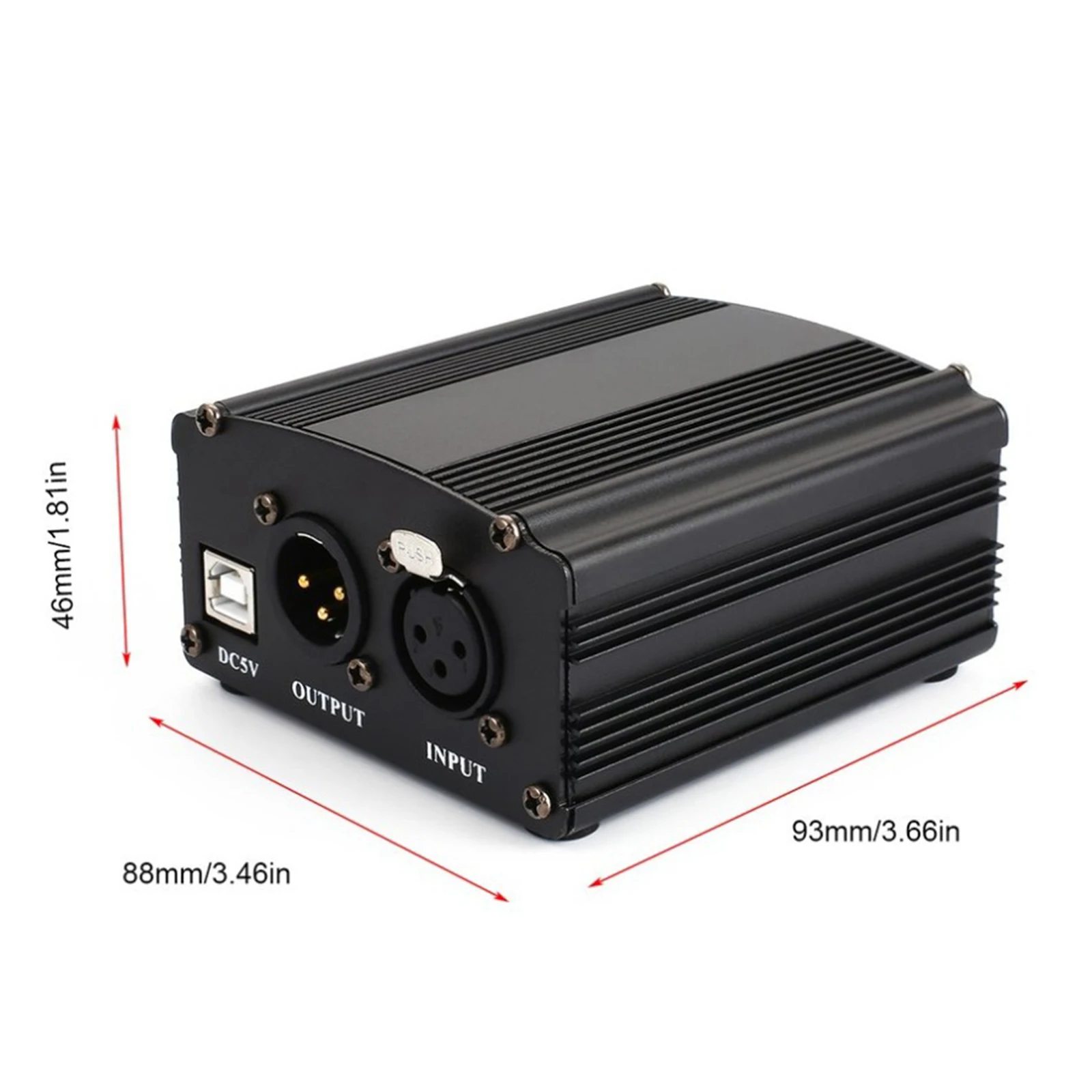 48V Phantom Power Supply with Charging Cable for Microphone Device Equipment