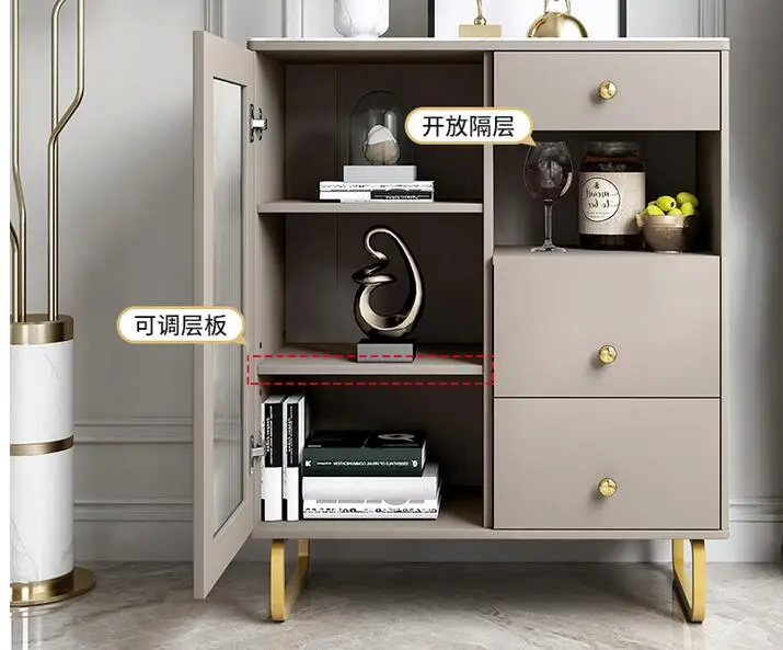 Dining side cabinet rock board small family living room side cabinet modern simple storage wall tea storage cabi