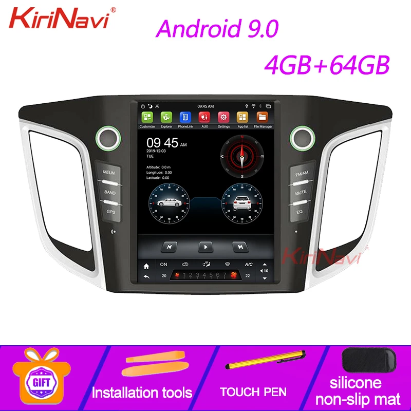 Вертикальный экран KiriNavi в стиле Tesla 10 4 &quotAndroid 9 0 Автомобильный мультимедийный
