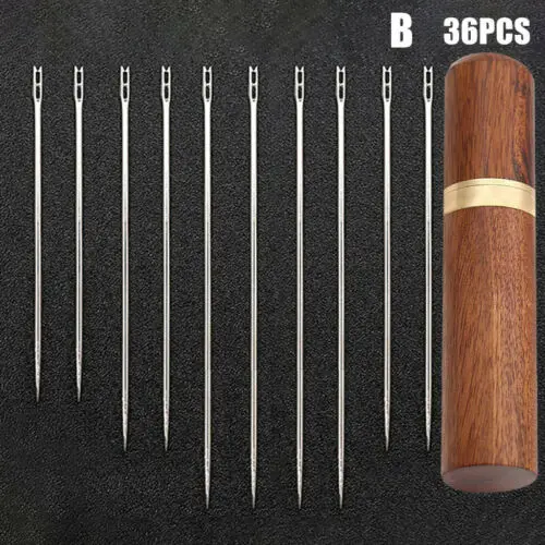 B 36pcs Нержавеющая сталь Self-threading иглы открытия швейная штопки иглы Набор - Color: B 36pcs