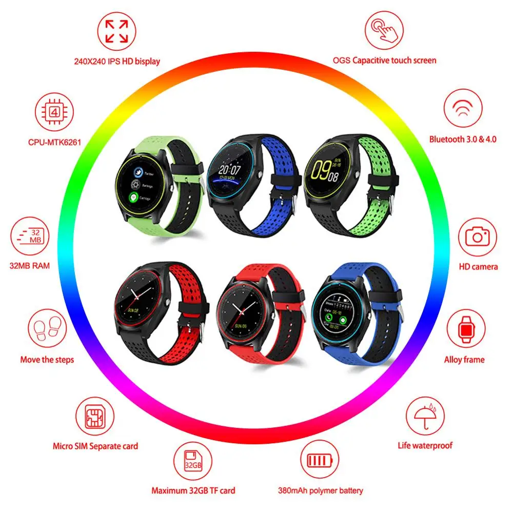 

KOSPET V9 Smart Watch Support SIM Card Camera Smartwatch Bluetooth Dial Camera Touch Music Heart Rate Detection Smartwatch