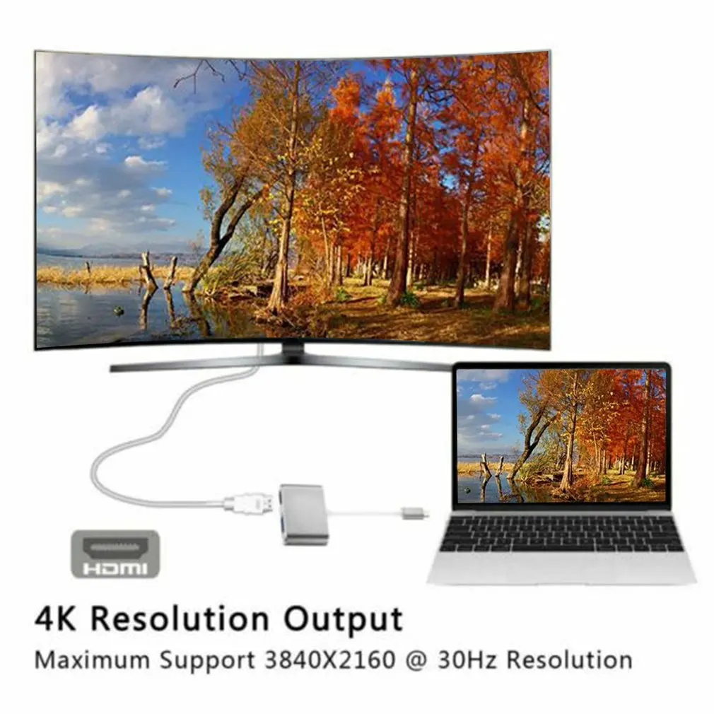 USB C концентратор к HDMI 4K VGA адаптер тип-c к Hdmi+ Vga конвертер для MacBook тип-c два-в-одном адаптер многопортовый конвертер