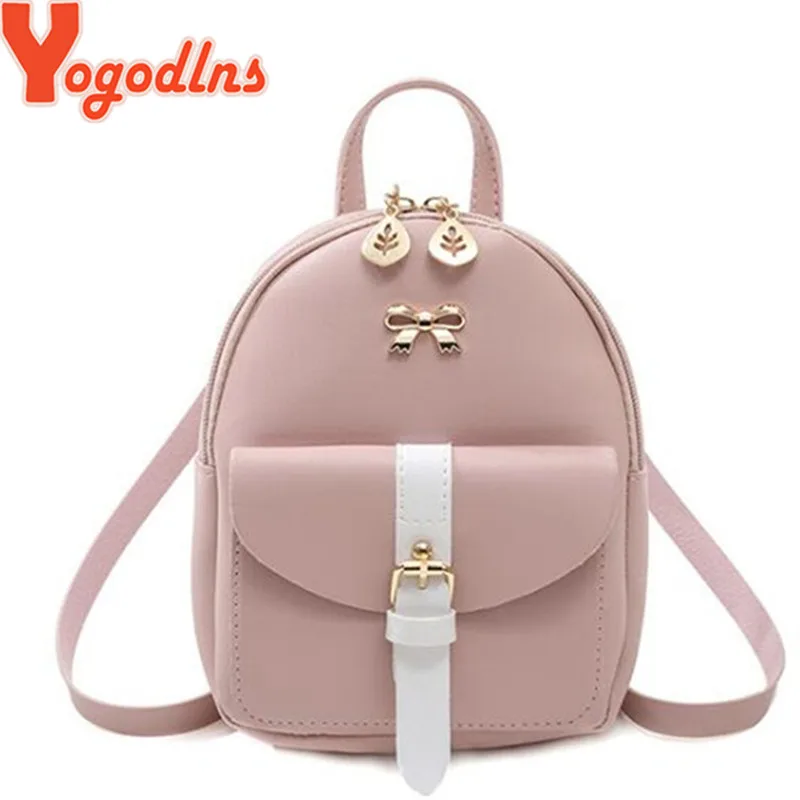 

Yogodlns Fashion Double Use Backpack Teen Girls Shoulder Bags Bow decors Rucksack Candy Color Daypack Small Purse Bag