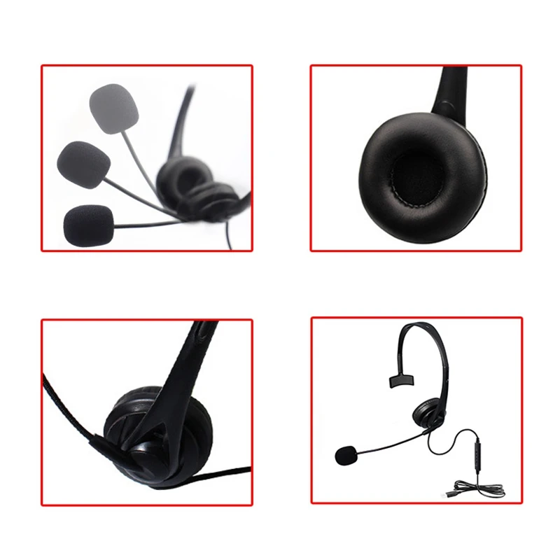 USB Call Center Headset with Noise Cancelling Mic Monaural Headphone for PC Home Office Phone Service Plug and Play