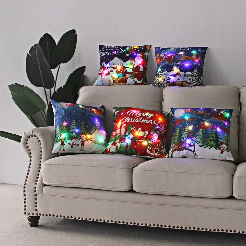 throw pillows home decor led light pillowcase christmas pillow covers