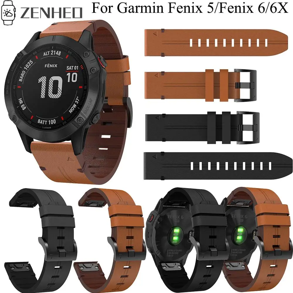 22 мм 26 кожаный ремешок для Garmin Fenix 6/6X сменный быстросъемный 5/5 Plus/5X Смарт