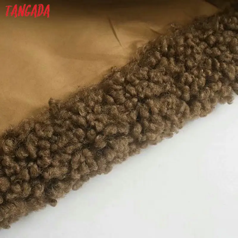 Tangada, Женское пальто большого размера, одноцветное, длинное, плюшевое,, зимнее, женское, теплое, шикарное пальто, для девушек, с карманами, пальто, винтажная верхняя одежда 5Z53