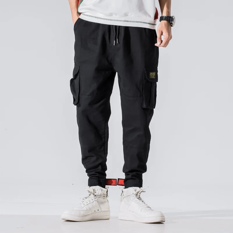 Men Trousers Cotton Multi-pocket Elastic Waist Design Harem Pant Street Punk Hip Hop Casual
