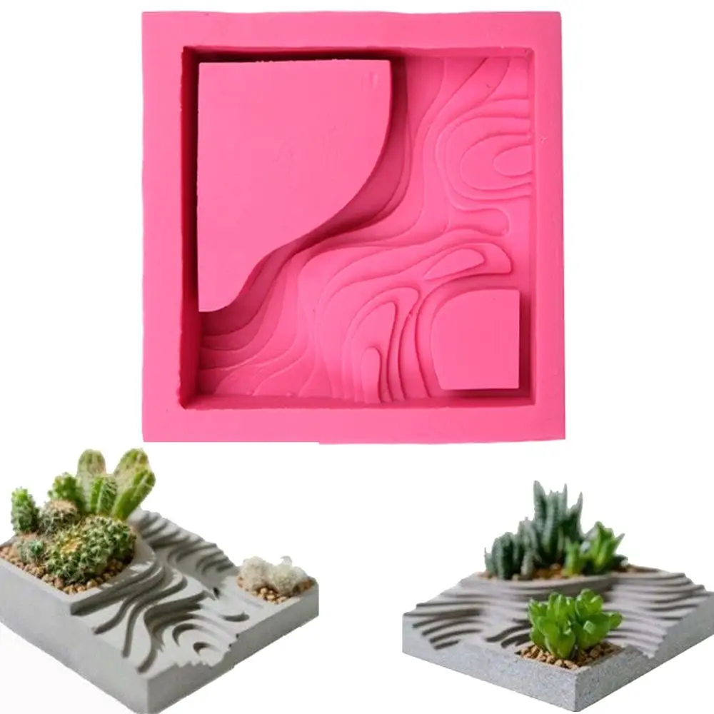 

Succulent Flower Plants Planter Mould Terraced Field Pattern Shape Concrete Clay Craft Graden Decor Cement Silicone Molds