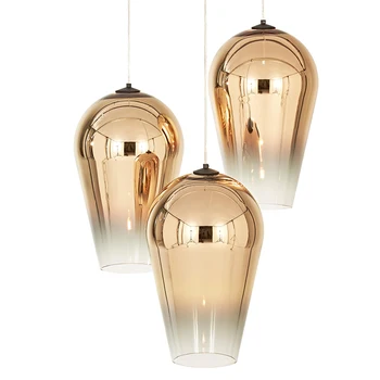 

Post-modern creative LED pendant lights Nordic living room lighting bedroom minimalist dining room bar glass hanging lamps