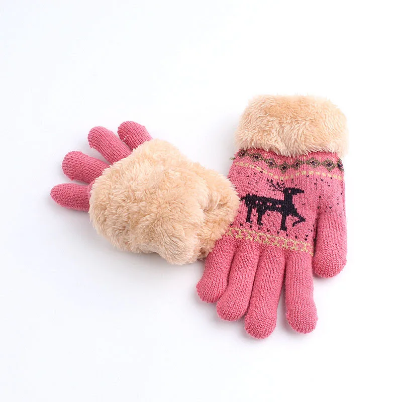 Зимние Детские перчатки для детей от 2 до 5 лет теплые милые детские вязаные перчатки с рождественским оленем на осень и зиму, варежки для девочек и мальчиков, унисекс