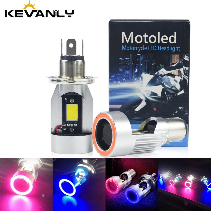 30W Motorcycle Headlight Angel eye H4 LED BA20D HS1 H6M Motorbike Headlamp Light Bulb DRL Accessories 12/24V Fog |