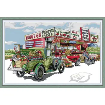 

Fruit Cart Joy Sunday Cross Kits Stitch Patterns 14CT 11CT Counted Printed Fabric DIY Handmade Embroidery Thread Needlework Sets