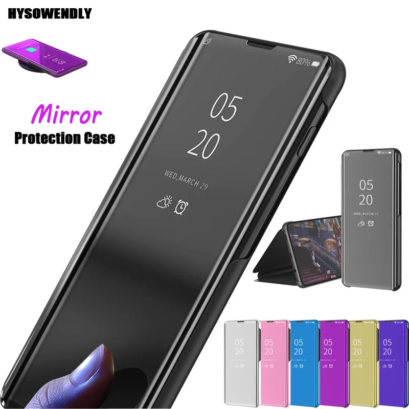 Прозрачный зеркальный кожаный чехол-книжка для телефона Redmi 6 6A 6Pro S2 Go