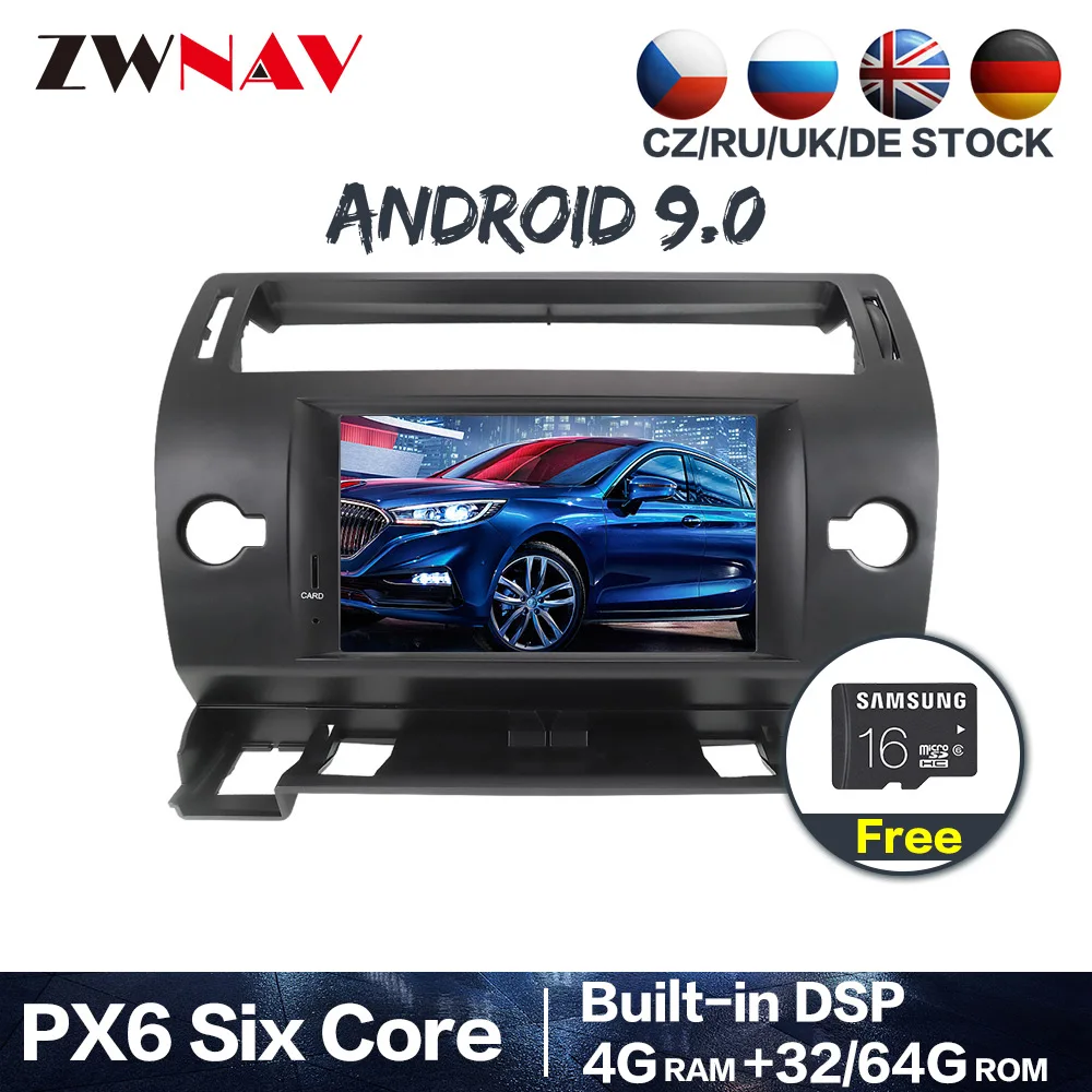 64GB With DSP PX6 4+ 64 1 Din Android 9,0 автомобильный dvd-плеер для Citroen C4 Quatre Triumph wifi gps Радио сенсорный экран gps РАДИО wifi карта головное устройство - Цвет: 64GB With DSP