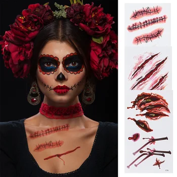 

30 pcs Halloween Terrible Simulation Realistic Tattoo Stickers Scars Tattoos for Party Performance