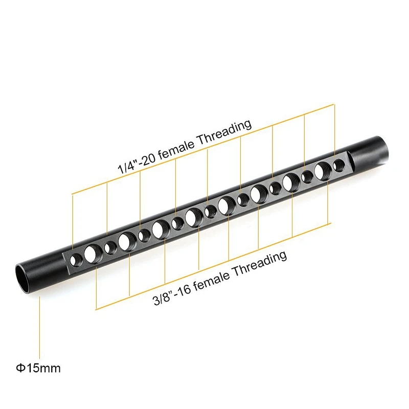 Top Deals 15Mm Cheese Rod With 1/4 Inch-20 And 3/8 Inch-16 Thread Hole For Dslr Rigs Camera Video Cage