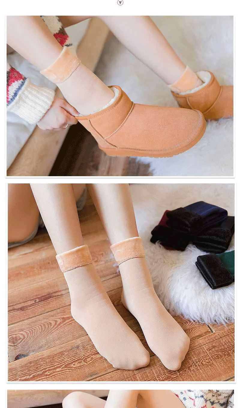 Women Socks Velvet-Boots Socks Cashmere Warm Thicken Autumn Winter Seamless Female Male Home Ankle Socks