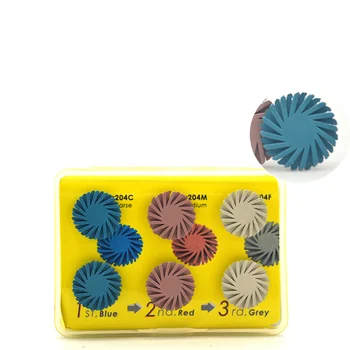 

6pcs/set Dental Composite Resin Polishing Disc Kit Spiral Curved Brush Burs 3 Color Mix Set