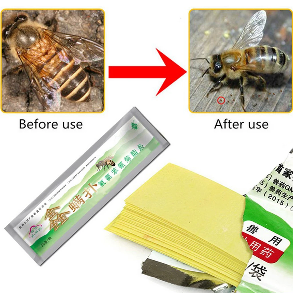 20 Strips Fluvalinate Varroa Mite Killer Beekeeping Medicine Tool for Beekeeping