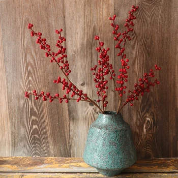 

Artificial Red Foam Fruit Berries Branch Small Holly Berry Wedding Party Holiday Home Decoration Artificial Flower Ornament