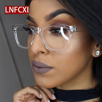 

LNFCXI Nail Women's Transparent Glasses 2020 Classic Anti-Blue Lens Metal Hinge Computer Eyeglass Frames for Women Eyewear