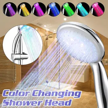 

Shower 7 Colors LED Shower Handheld Romantic Light Control Automatic Home Water Color Bathroom Changing Shower Fl M2V0