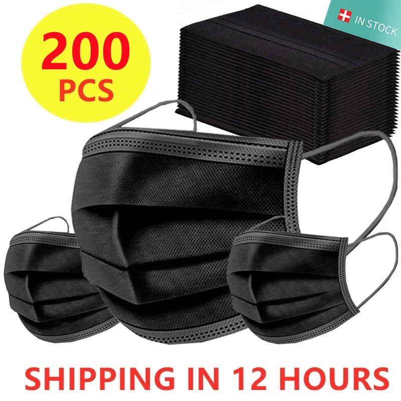 10-200PCS Black Face Mask Adult Disposable Mouth Mask Desechables Mascarillas Negras Quirurquijas Masque Chirurgical Mascara disposable face mask