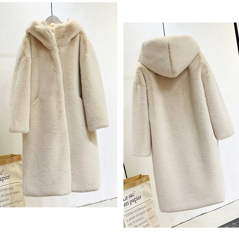 Пальто с мехом Женская средней длины утолщенный зимний имитация воды бархатное платье с мехом Большие размеры Свободная куртка с капюшоном пальто Parker для женщин