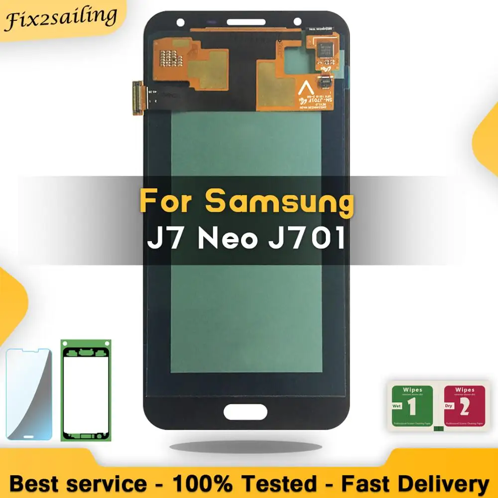 

100% Tested AMOLED LCDs Full Digitizer For Samsung Galaxy J7 neo J701 J701F J701M J701MT Display Touch Screen Assembly
