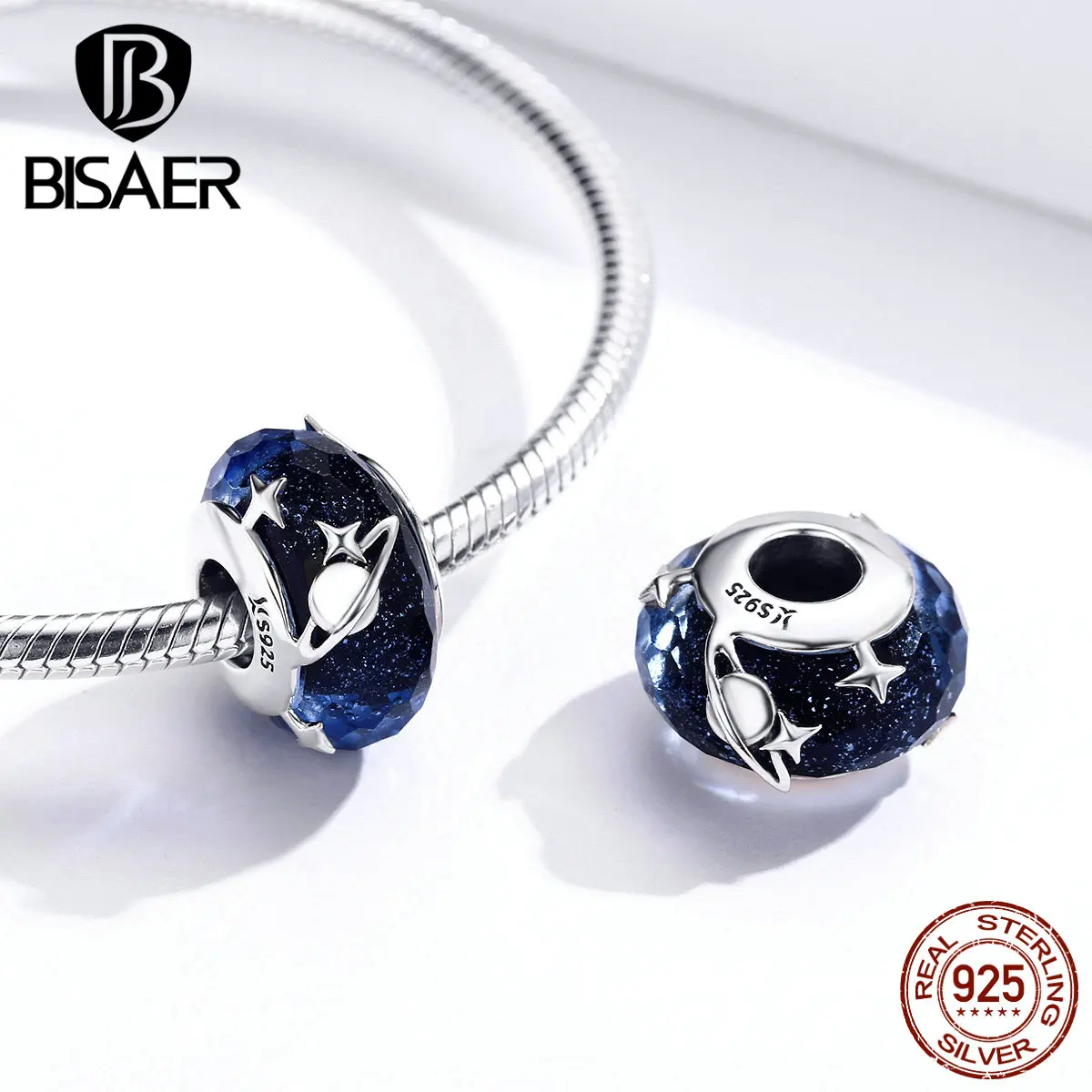 Европейские стеклянные бусы BISAER 925 пробы серебряные бабочки Звезда сердце стеклянные бусы, амулеты подходят браслеты серебро 925 ювелирные изделия Perles