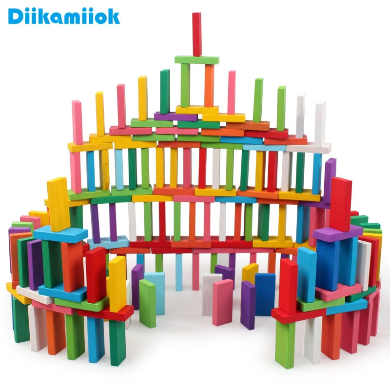 Juego de bloques de construcción de madera para niños, juguetes educativos de madera para Aprendizaje de colores y formas, 100 unids/set