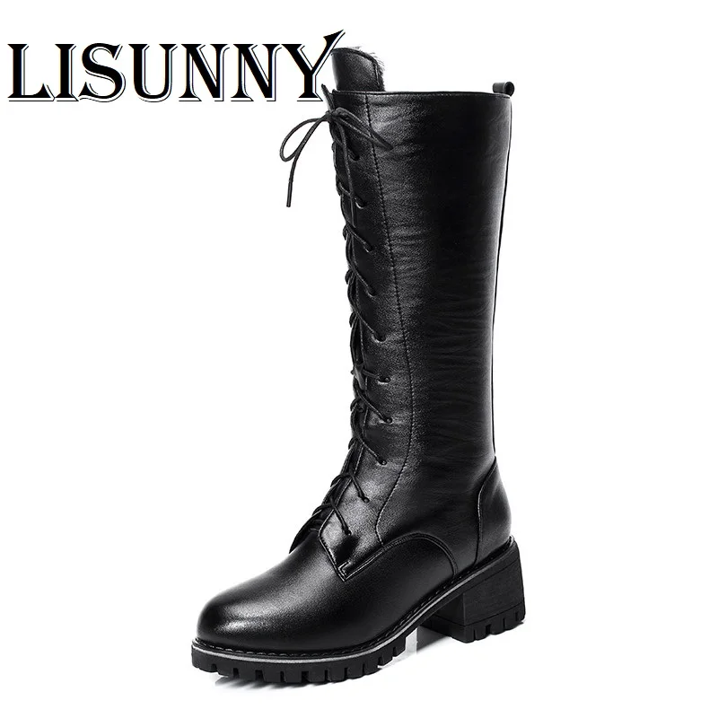 Г., женские ботинки в байкерском стиле теплые ботинки Martens из натуральной кожи и шерсти Женская обувь больших размеров зимние женские ботинки
