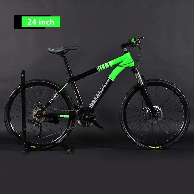 24 inch wheel green Бренд горный велосипед карбоновая стальная рама 24/26 дюймов колеса 27/30 скорость Запираемая вилка велосипед двойной дисковый тормоз MTB Bicicleta - Цвет: 24 inch wheel green