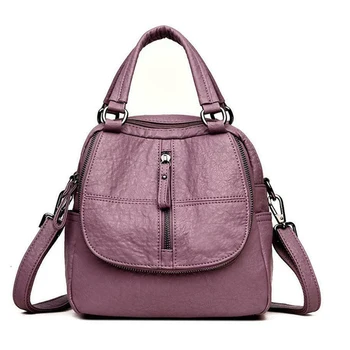 

PU Leather Multipurpose Backpack Fashional Durable Shoulder Bag Zipper For Mobile Phone Keys Travel 23x11.5x19CM