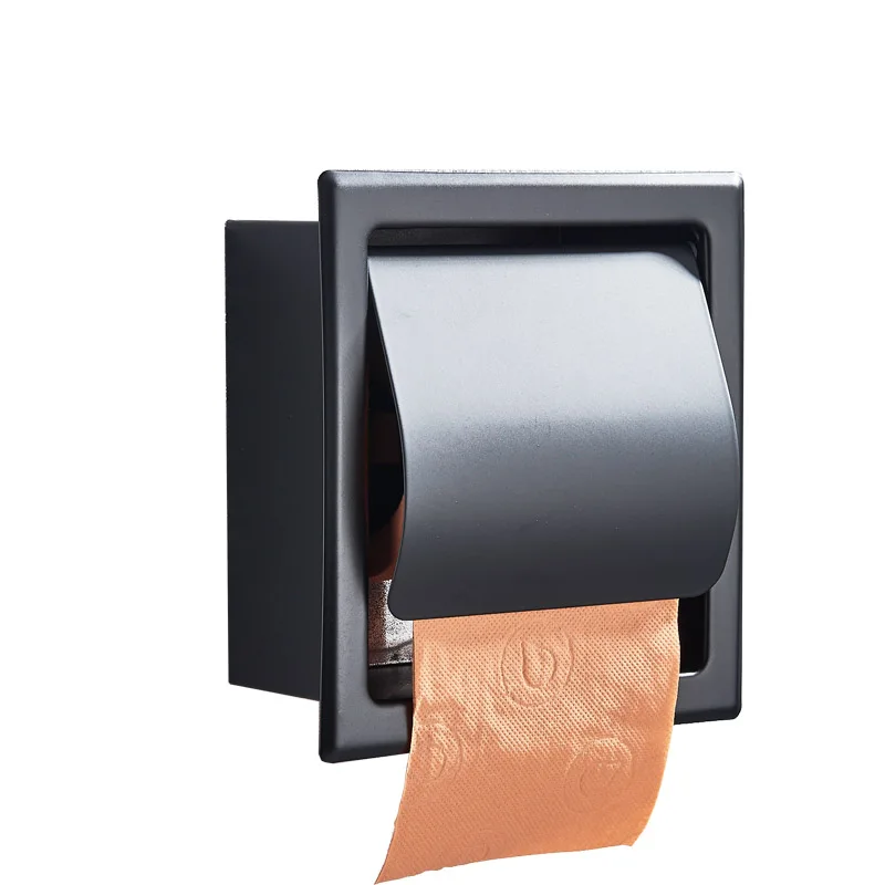 Из нержавеющей стали матовый черный держатель туалетной бумаги полированный настенный скрытый для ванны рулон бумаги коробка водонепроницаемый