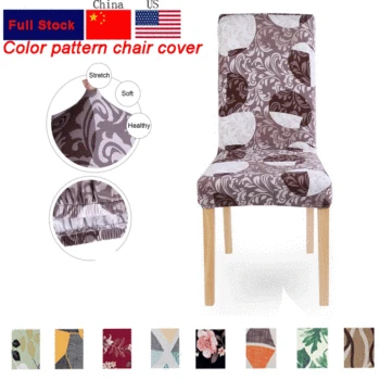 

Geometric Pattern Stretch Chair Cover Spandex Kitchen Removable Washable Seat Cover Big Elastic Slipcover For Banquet
